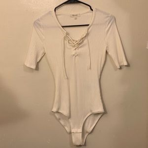 Madewell Cream V-Neck Bodysuit